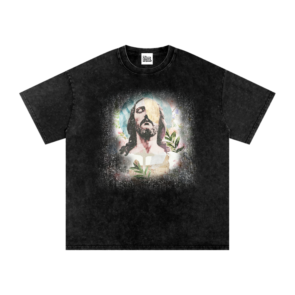 Snow Washed Oversized Cotton T-Shirt