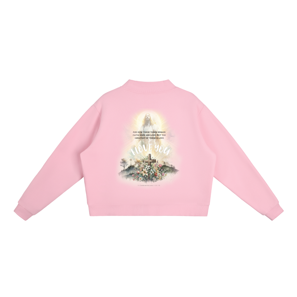 Essential Fleece Mock-Neck Crew Sweatshirt