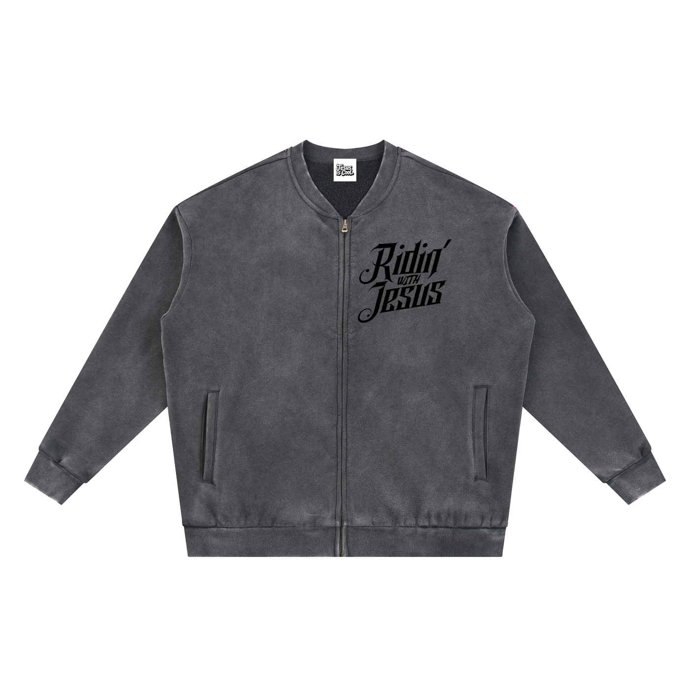Vintage Washed Fleece Baseball Jacket